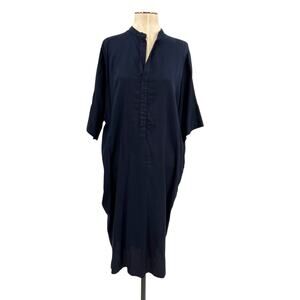 Ocean +‎ Main Easy Cotton Caftan Dress Navy Blue Plus Size 1X